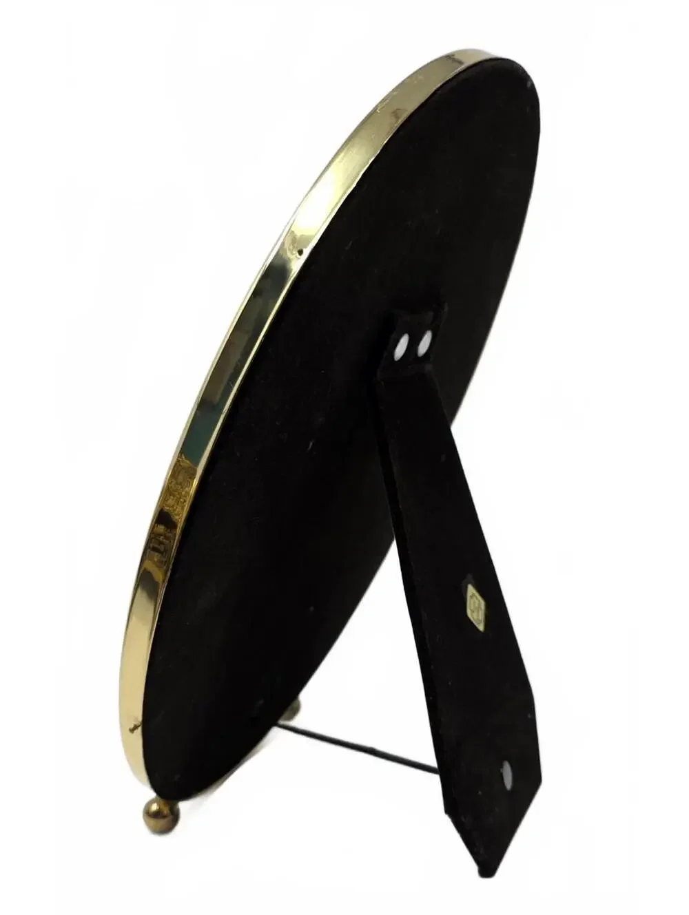 Vintage Solid Brass Oval 8x10 Picture Frame Footed Gold Tabletop Decor